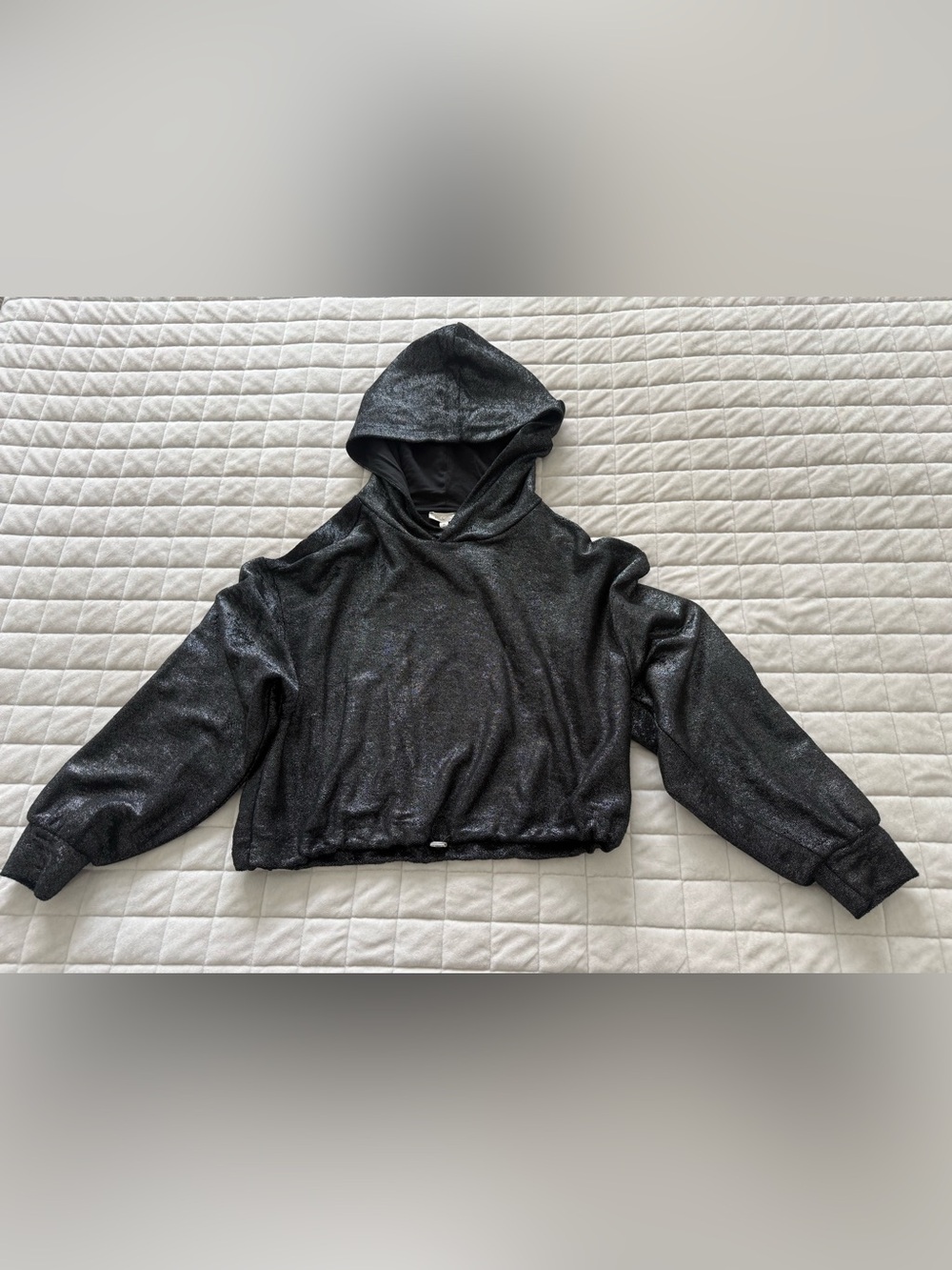 Pilcro Shimmery Black Hooded Cropped Jacket